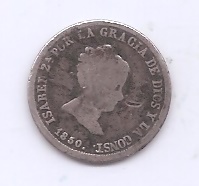 ESPAÑA ISABEL II DEL AÑO 1850 2 REALES